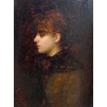 Felice, oil on panel, Portrait of a lady, signed and dated 1885, 32 x 23cm