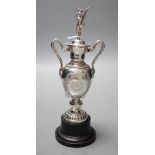 A George VI silver two handled golfing related presentation trophy cup and cover, Alexander Clark
