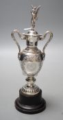 A George VI silver two handled golfing related presentation trophy cup and cover, Alexander Clark