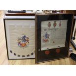 Two related regimental bearings, each framed