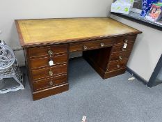 A Victorian mahogany kneehole desk, length 154cm, depth 78cm, height 76cm