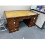 A Victorian mahogany kneehole desk, length 154cm, depth 78cm, height 76cm