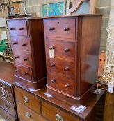 A pair of late Victorian four drawer mahogany bedside chests, altered, width 38cm, depth 39cm,