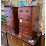 A pair of late Victorian four drawer mahogany bedside chests, altered, width 38cm, depth 39cm,