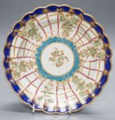 A Worcester scallop moulded plate with one of the many version of the Hop Trellis pattern, turquoise