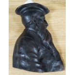 A Flemish style carved profile portrait, 28cms high