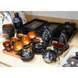 Chinese Fuzhou lacquer tea / coffee wares, including trays