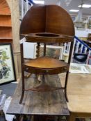 A George III mahogany bow front corner washstand, width 54cm, depth 36cm, height 111cm