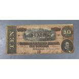US Confederate States of America Ten Dollar banknote, 1864