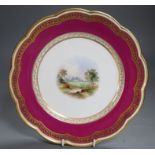 A 19th century Davenport cerise ground dessert set, (15)