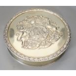 A an Edwardian silver plated seal box,19cms diameter