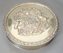 A an Edwardian silver plated seal box,19cms diameter