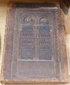 Two leather bound volumes, one painted in watercolour guest book and with Greek inscriptions