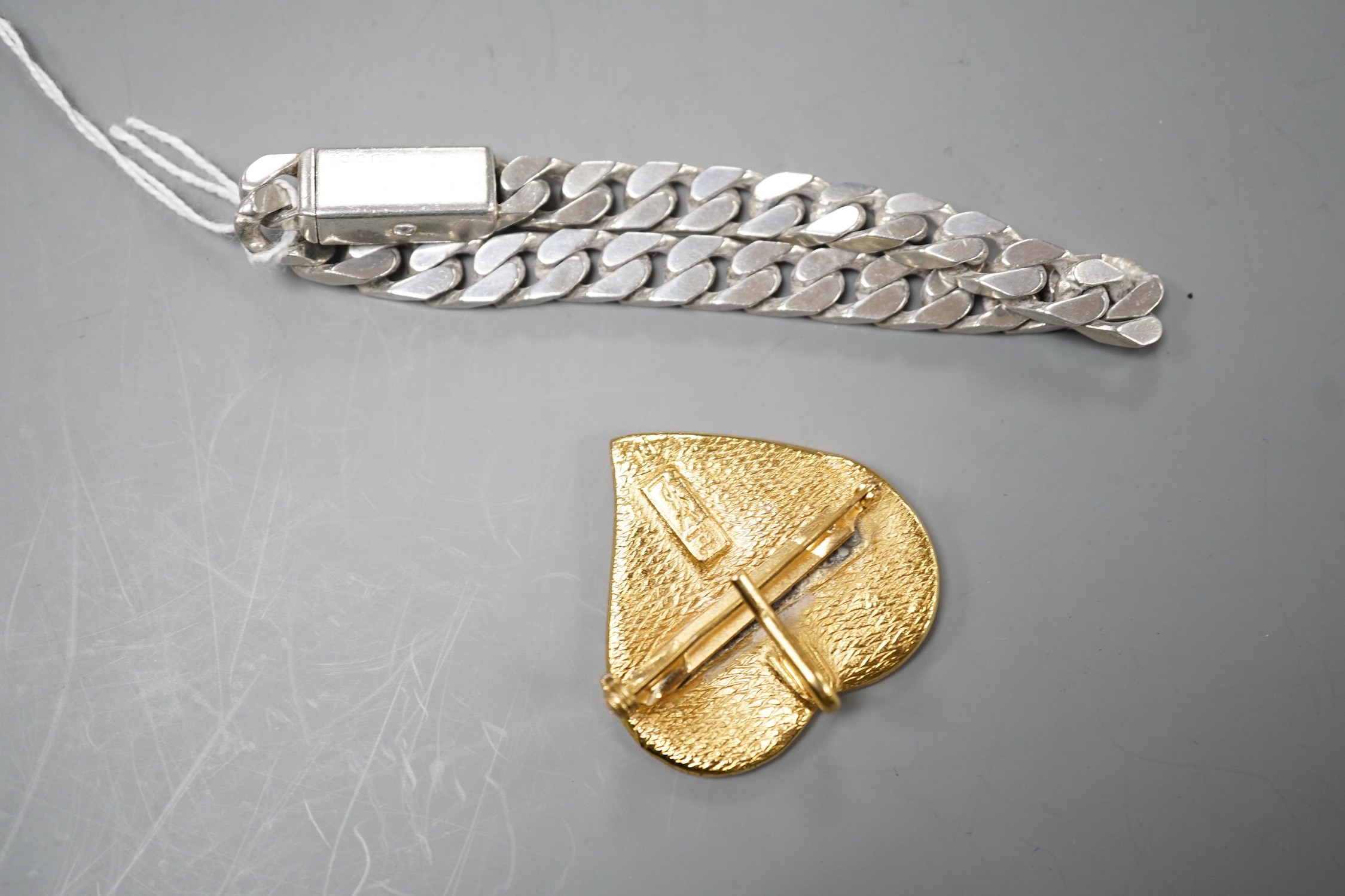 A modern Italian Gucci 925 curb link bracelet, approximately 20cm, together with an Yves Saint - Image 2 of 2