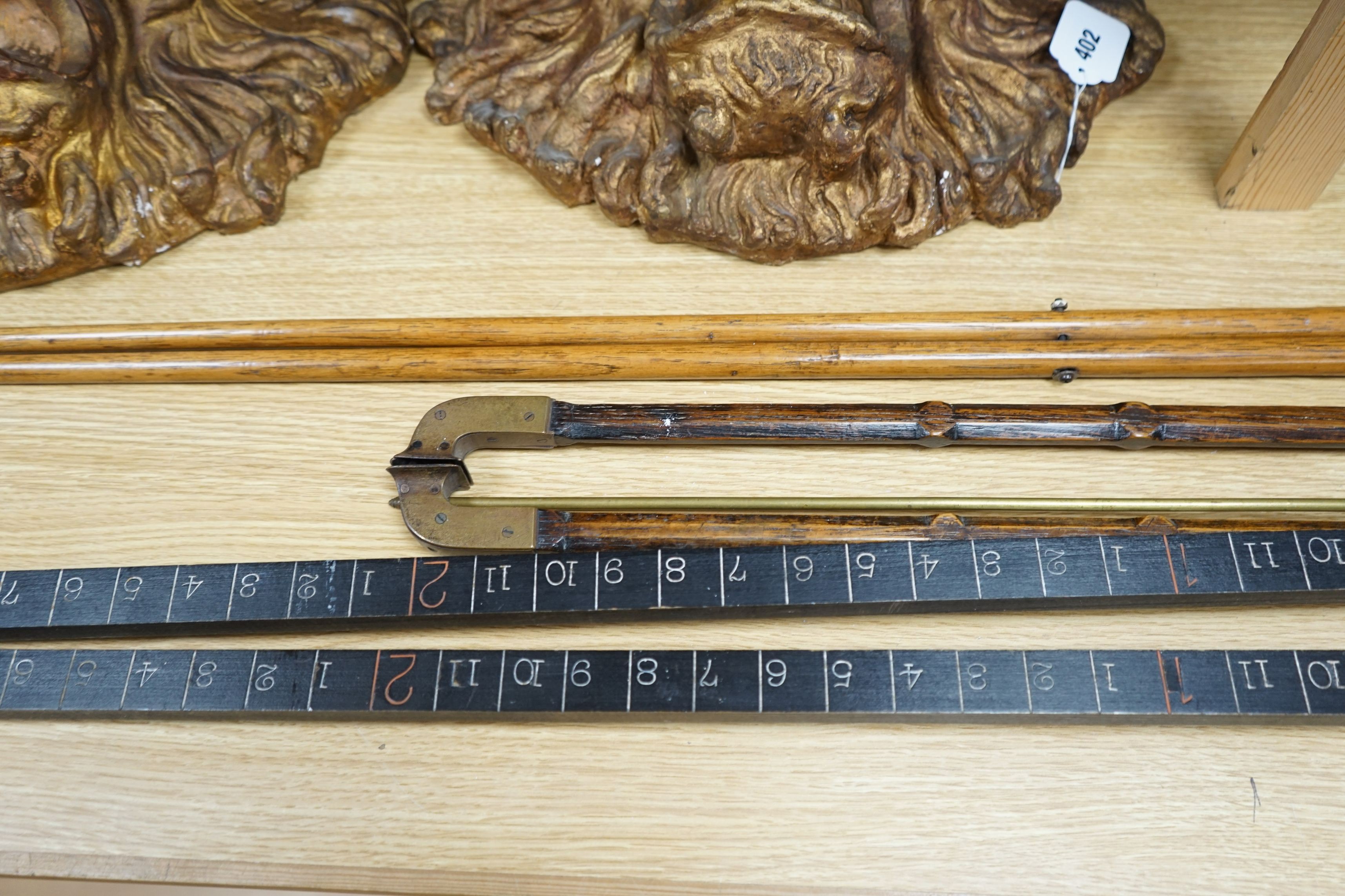 A pair of Bentley & Taylor rail measures together with other tools, longest 120cm - Image 2 of 4