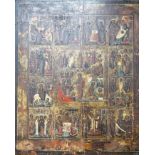 19th century Eastern European School, tempera on wooden panel, Icon with scenes from the Life of