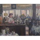 B.G. Staniland 'A café in Newcastle'oil on boardinitialled with New English Art Club 1953 Exhibition