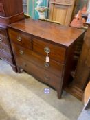 A small Regency mahogany four drawer chest, width 91cm, depth 45cm, height 91cm