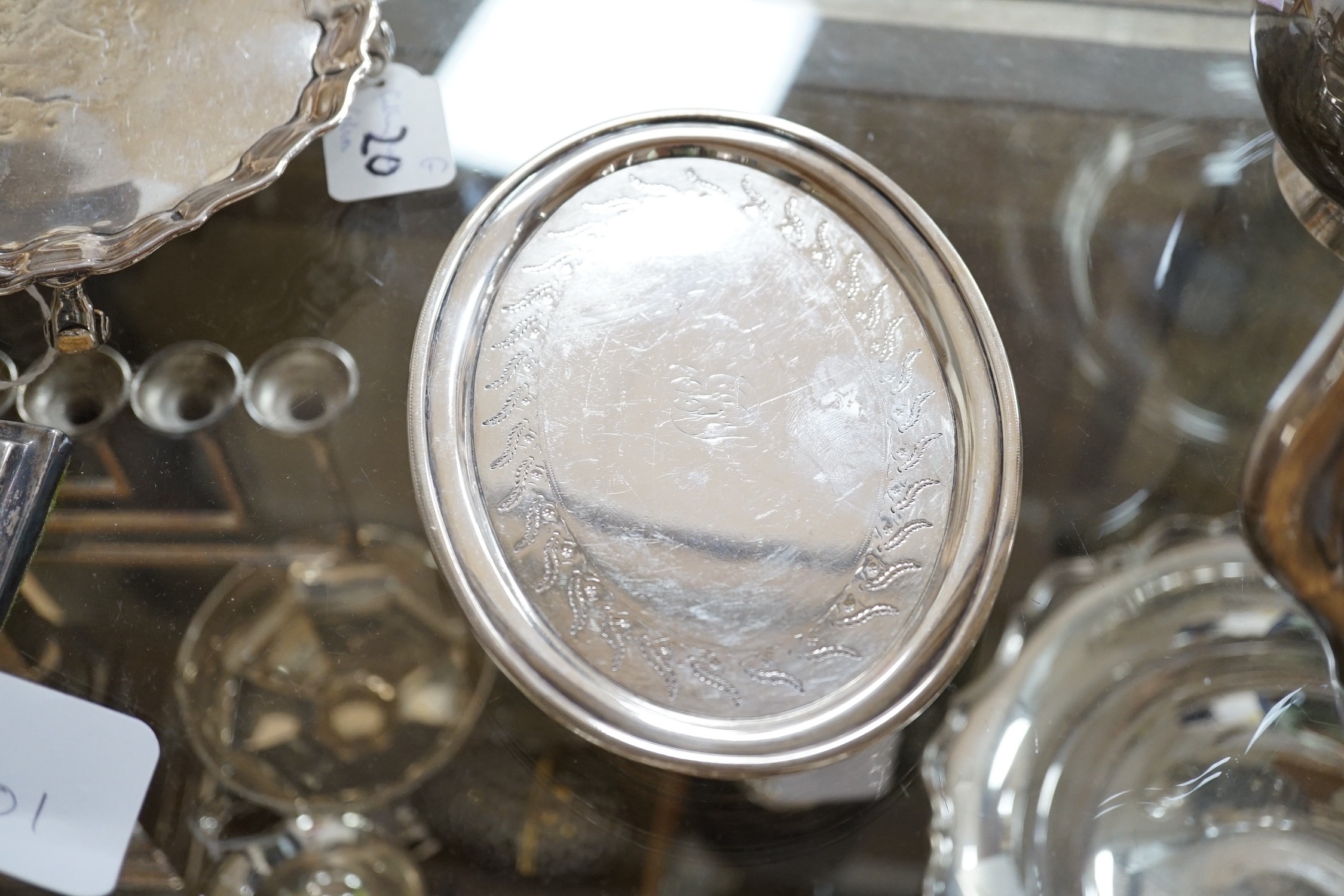 A George III engraved silver oval teapot on stand, Hannah Northcote? London, 1804 and Georgian - Image 4 of 4