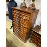 An early 20th century mahogany and pine entomological 26 drawer specimen chest, width 72cm, depth