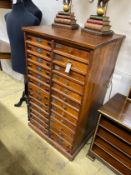 An early 20th century mahogany and pine entomological 26 drawer specimen chest, width 72cm, depth