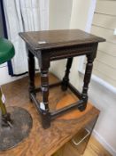 An oak joint stool, width 45cm, depth 28cm, height 58cm