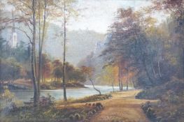 George Willis-Pryce (1866-1949), pair of oils on canvas, River landscape and 'Lovers Walk, Matlock',