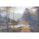 George Willis-Pryce (1866-1949), pair of oils on canvas, River landscape and 'Lovers Walk, Matlock',