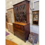 A George III mahogany secretaire bookcase, length 124cm, depth 58cm, height 242cm