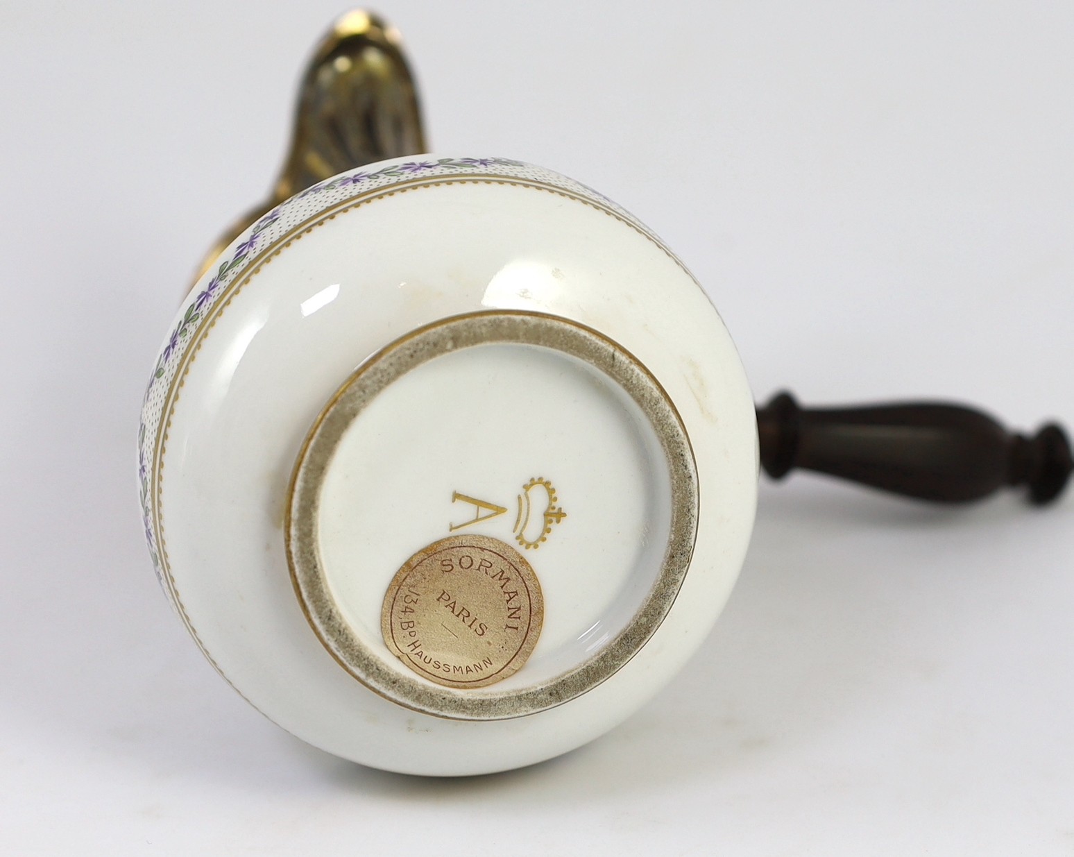 A 19th century Paris porcelain silver gilt mounted chocolate pot, 21 cm high - Image 5 of 8