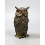 An early 20th century Austrian cold painted bronze of an owl. 9.5cm high