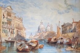 F.S. Gibson, watercolour, Grand Canal, Venice, signed and dated '77, 36 x 54cm, unframed
