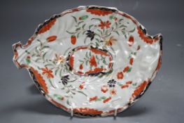 A Worcester leaf shaped dish painted in Japanese style with a version of the Kempthorne pattern,