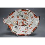A Worcester leaf shaped dish painted in Japanese style with a version of the Kempthorne pattern,