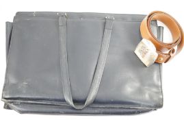 A Bulgari tan leather belt (unused), 115 cm, boxed with bag and a worn Asprey black leather