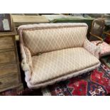 A Victorian upholstered settee, length 150cm, depth 66cm, height 78cm