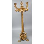 A tall 19th century French ormolu 3-light candelabrum, 67cm high Height 67cm.