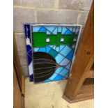 Three stained glass windows 80 x 52 cms.