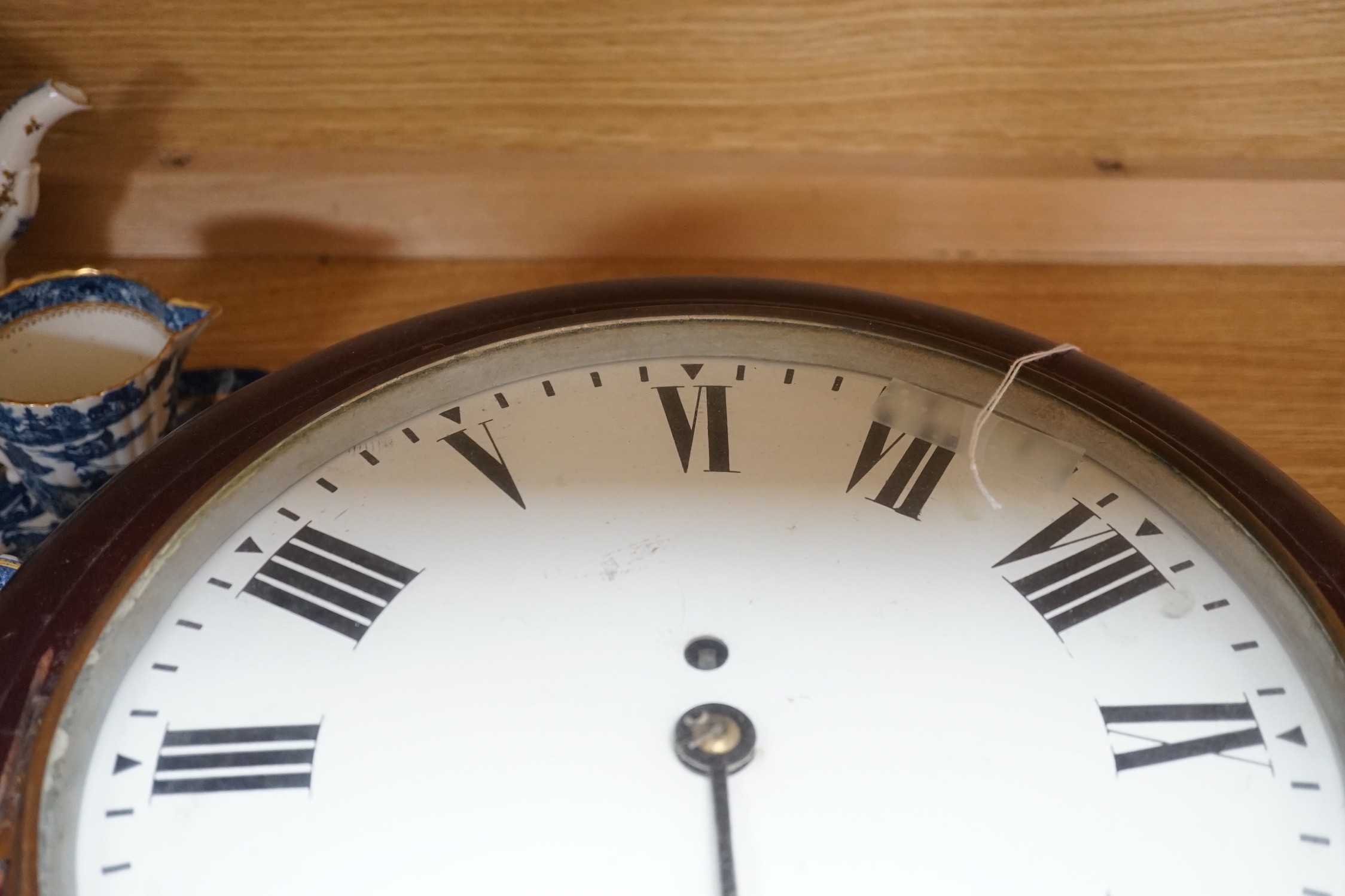 An early 20th century mahogany circular wall clock, single fusee movement, 41cms wide - Image 2 of 3