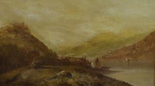 James Baker Pyne (1800-1870), oil on canvas, 'The River at Conway', signed, 29 x 50cm