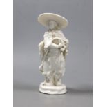 A Chinese blanc-de-chine figure of Hua Mulan. 15.5cm high