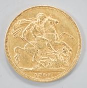 A Victoria 1899 gold sovereign.