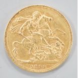 A Victoria 1899 gold sovereign.