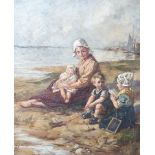 Circle of Robert Gemmel Hutchison, oil on canvas, Fisherman's family on the shore, initialled, 30