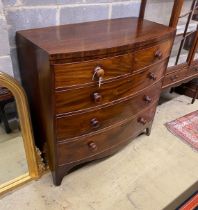 A Regency mahogany bow front chest, width 104cm, depth 50cm, height 101cm
