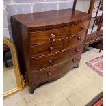 A Regency mahogany bow front chest, width 104cm, depth 50cm, height 101cm