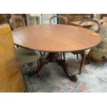 A Victorian circular mahogany breakfast table, diameter 128cm, height 71cm