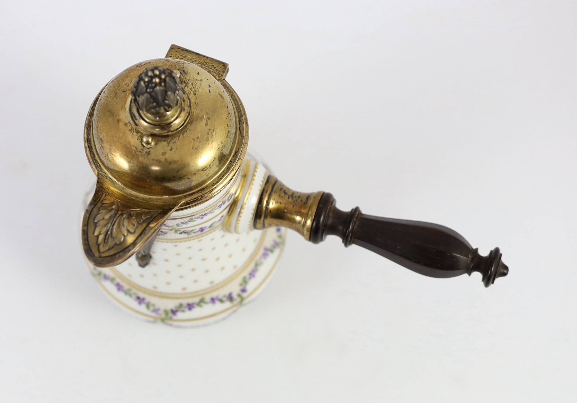 A 19th century Paris porcelain silver gilt mounted chocolate pot, 21 cm high - Image 2 of 8