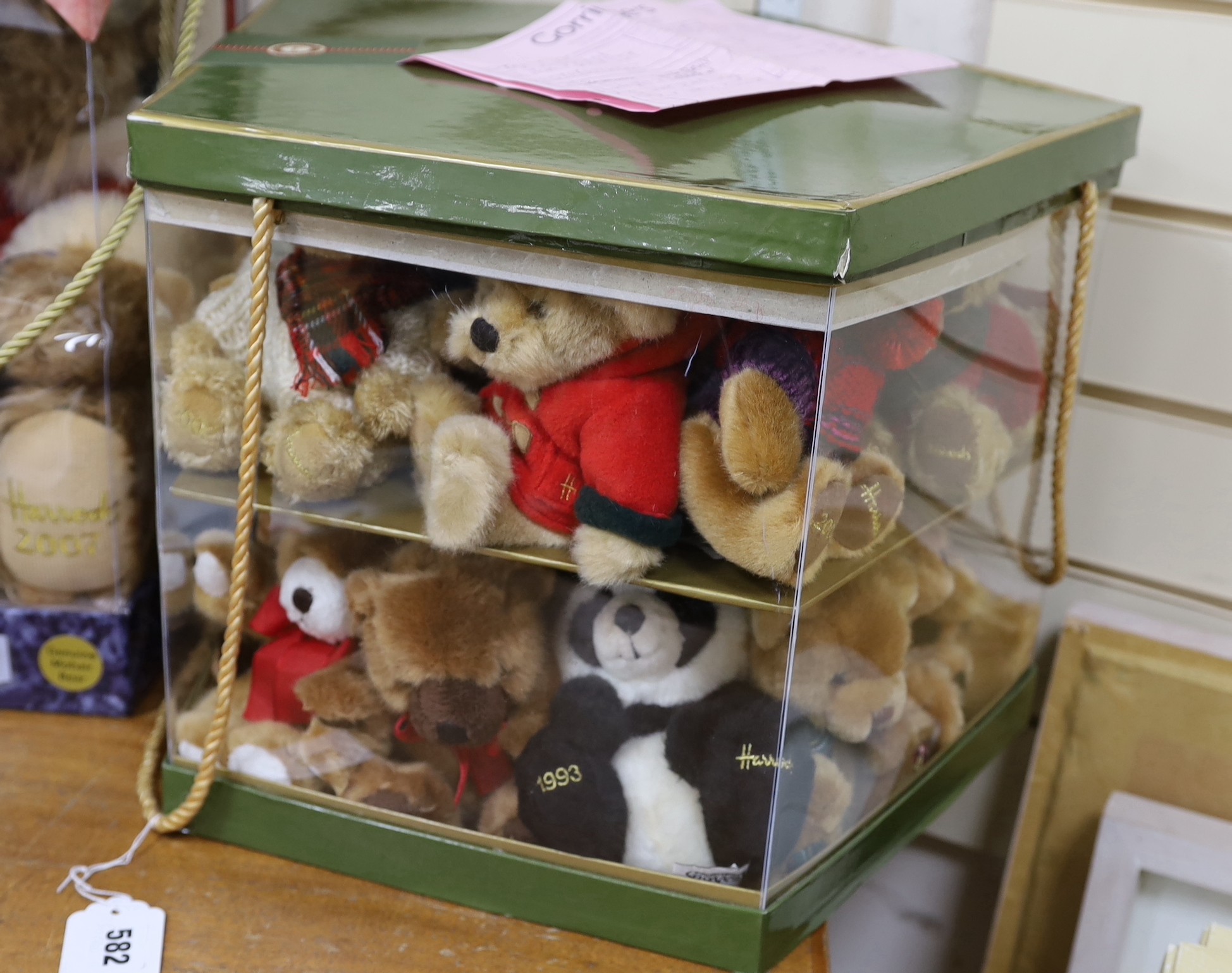 A Harrods limited edition set of 20 dated replica miniature bears from 1986-2005, in original box