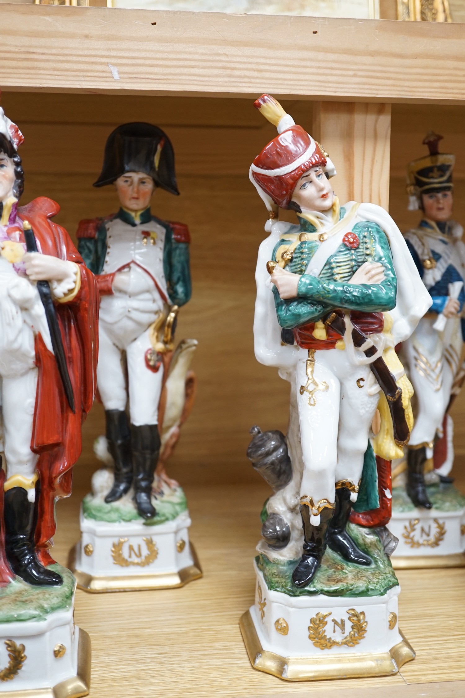 Six continental porcelain figures of soldiers, 32cm - Image 4 of 6